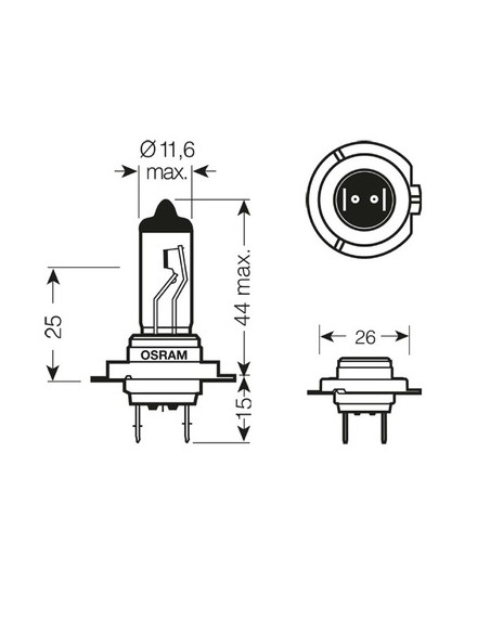 Lámpara 12v h7 px26d 55w