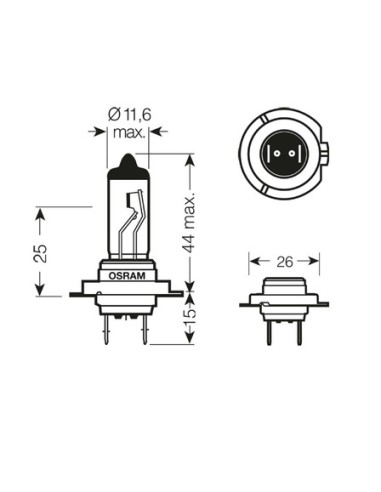 Lámpara 24v h7 px26d 70w larga duración