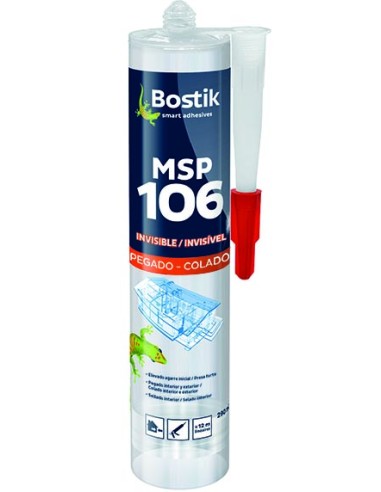 Sellador adhesivo "MSP" 106 Bostik transparente de 290 ml.